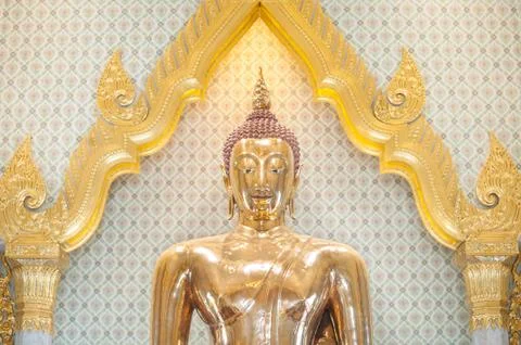 The largest solid gold Buddha statue in the world, Wat Traimit, Bangkok, Thai Stock Photos