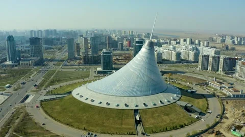 Largest structure in the form of tent Entertainment Center aerial view of the ce Stock Footage 240532347
