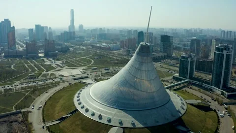 Largest structure in the form of tent Entertainment Center aerial view of the ce Stock Footage 240532749