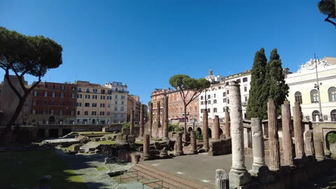 Largo Argentina temples angle 2 Stock Footage 154041739