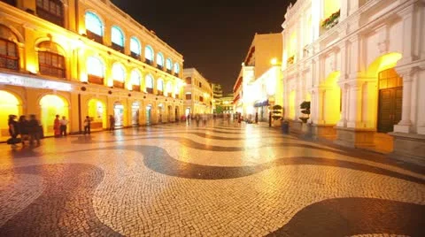 Largo do Senado in Macau Centre. China Video stock 11522313