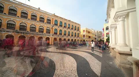 Largo do Senado in Macau Centre. China Stock Footage 11522315