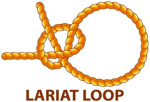 Lariat loop isolated on white. Household binding and fastening unit for Stock Illustration
