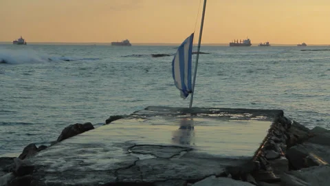Larnaca beach sunset Cyprus Stock Footage 318021329