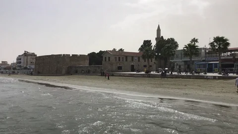 Larnaca Castle view from the pier Stock Footage 89681432
