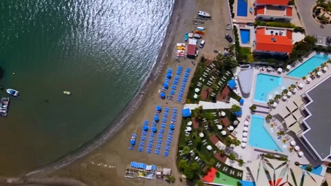 Larnaca , Cyprus - 03 05 2025: Summer view from above on a coastal hotel Stock Footage 309402251