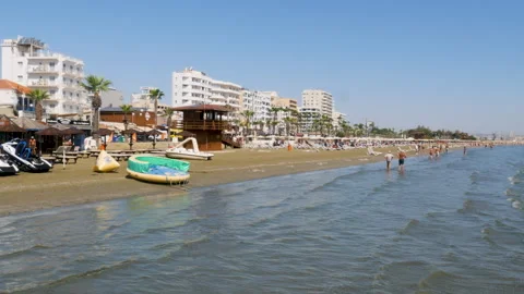 Larnaca, Cyprus, 2026,9th july, view of Finikoudes Beach Vídeos de archivo 346603250