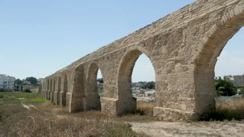 Larnaca, Cyprus, 2026,9th july, view of Kamares Aqueduct Vídeos de archivo 346603539