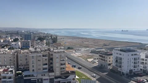 Larnaca, Cyprus, 7th June 2024-View from above on the beach in Larnaca Stock Footage 277533892