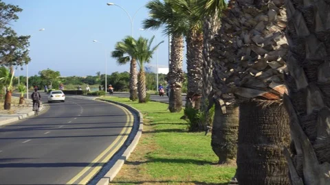 LARNACA, CYPRUS - CIRCA May 2019: Group of bikers driving along street with Video stock 112822653