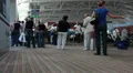 Larnaca international airport hall with passengers boarding on aircraft HD Footage