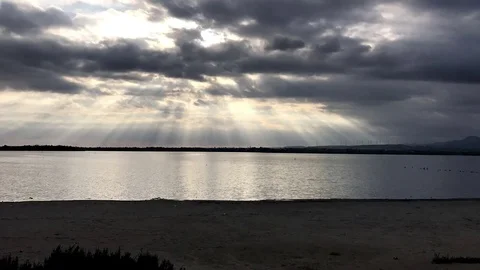 Larnaca salt lake sunset time lapse Stock Footage 89615284