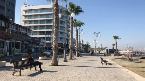 Larnaca walk in Finikoudes Stock Footage 82978134