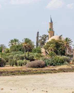 Larnaka Hala Sultan Tekke and salt lake in Cyprus Stock-Fotos