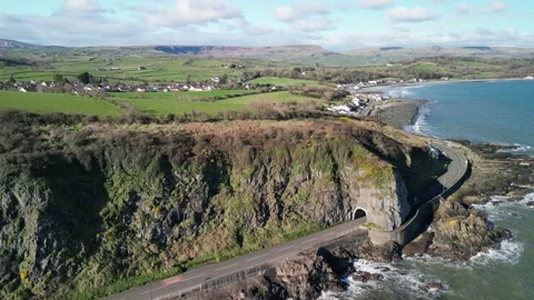 Larne's Black Rock Arch, A2, County Antrim, Northern Ireland Stock Footage 234432159