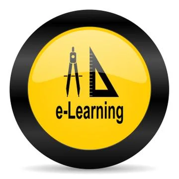 Larning black yellow web icon Stock Illustration