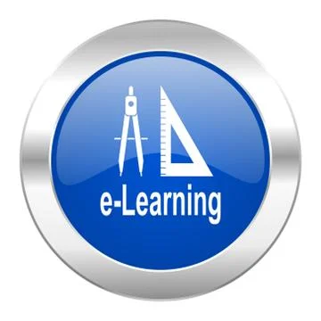 Larning blue circle chrome web icon isolated. Stock Illustration