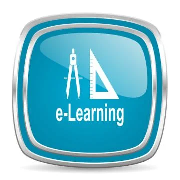 Larning blue glossy icon Stock Illustration
