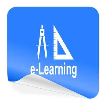 Larning blue sticker icon Stock Illustration