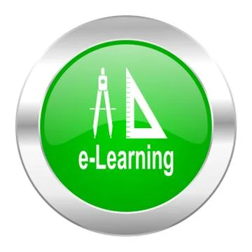 Larning green circle chrome web icon isolated. Stock Illustration