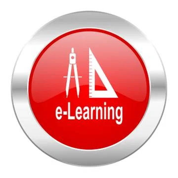 Larning red circle chrome web icon isolated. Illustrazione stock