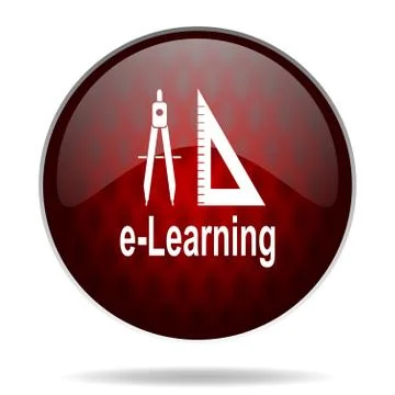 Larning red glossy web icon on white background. Stock Illustration