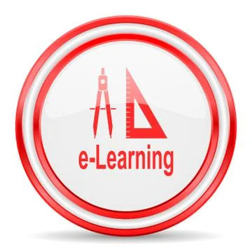 Larning red white glossy web icon Stock Illustration