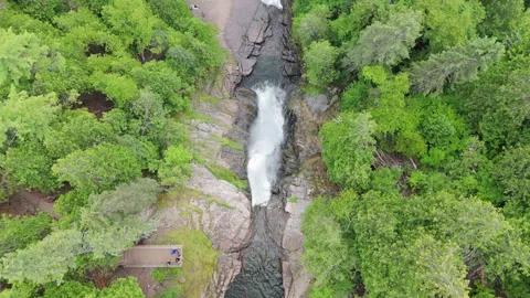 Larose Waterfall Top-Down Aerial Drone Flyover in 60FPS Stock Footage 317448732