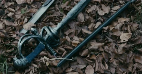 LARP Weapons on ground Stock Footage 57473035