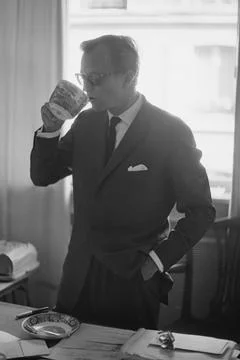 Lars Schmidt Drinks Coffee In His Office, Paris, France Stock Photos