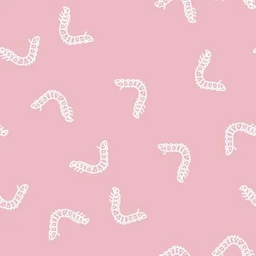 Larvae silkworm line seamless pattern Stock Illustration