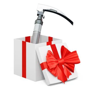 Laryngoscope inside gift box, present concept. 3D rendering Illustration
