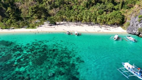 Las Cabanas Beach El Nido Palawan Philippines, Tropical Sunset &amp; Island Paradise Vidéo 332392051