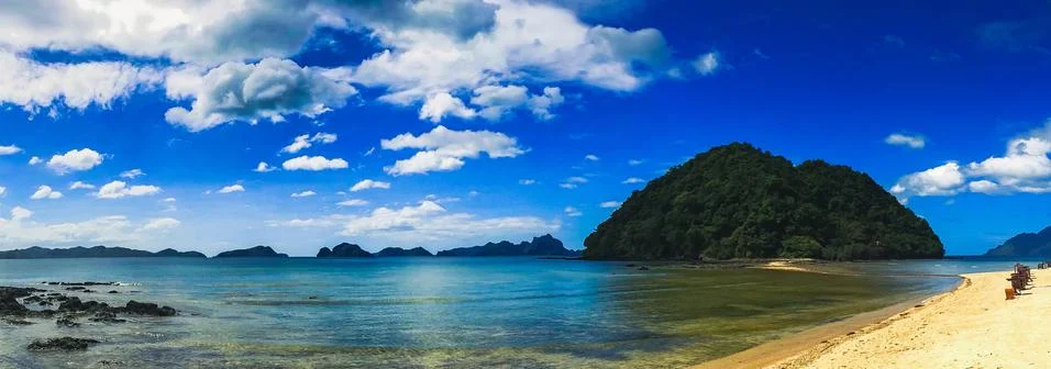 Las Cabanas, one of the best beaches in El Nido city, Philippines Stock Photos