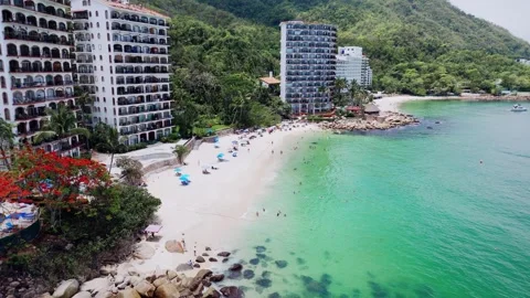 Las Gemelas Beach, Crystal Clear Water, Puerto Vallarta, Mexico Stock Footage 280134764