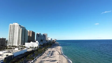 Las Olas Beach Ft Lauderdale Drone 4K Scene Stock Footage 293402264