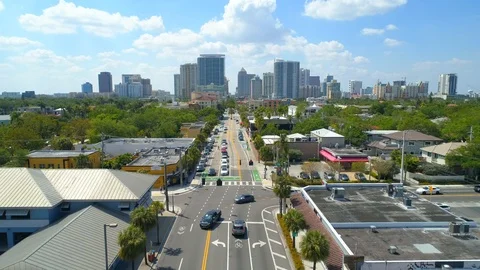 Las Olas Boulevard Fort Lauderdale Florida aerial drone footage 4k 60p Stock Footage