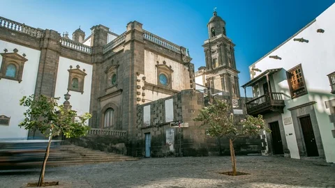 Las Palmas Cathedral Square Time Lapse Stock Footage 104545998