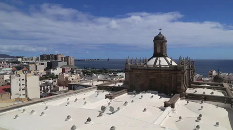 Las Palmas de Gran Canaria. View from Santa Ana Cathedral. 3 camera angles Stock Footage 68372575