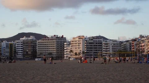 Las Palmas, Spain - May 11, 2025 - sports activites on Las Canteras Beach Stock Footage 311929448