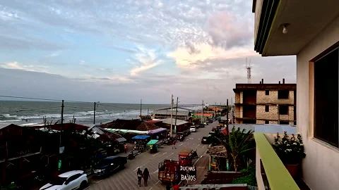 Las Penas, Ecuador: 3-11-2022: High angle view of a street of the village Stock Footage 336910292