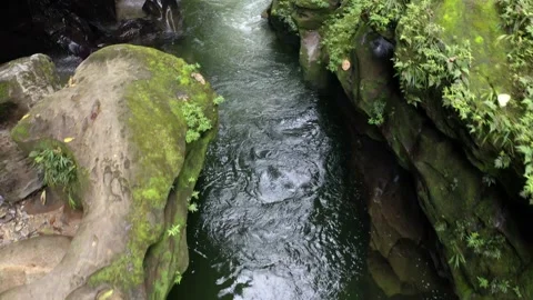 Las tinajas, the river Anzu is going through a canyon with two cascades Stock Footage 151281573