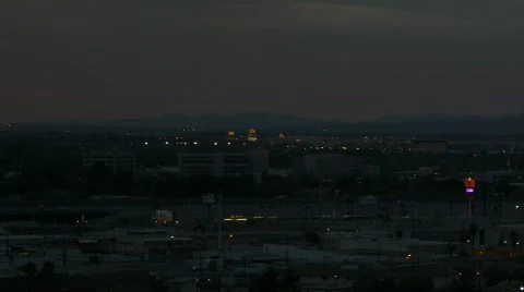 Las Vegas 2010 - dusk face north - 3 pan right panorama Stock Footage