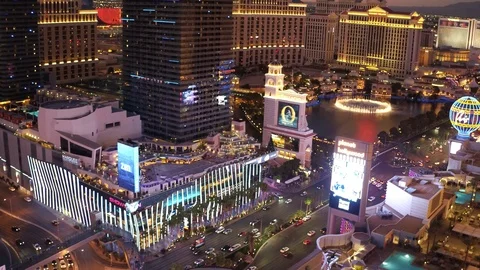 Las Vegas Aria from helicopter at night 스톡 동영상 98271853