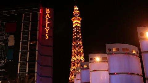 LAS VEGAS - BALLYS AND EIFFEL TOWER Stock Footage 40688544
