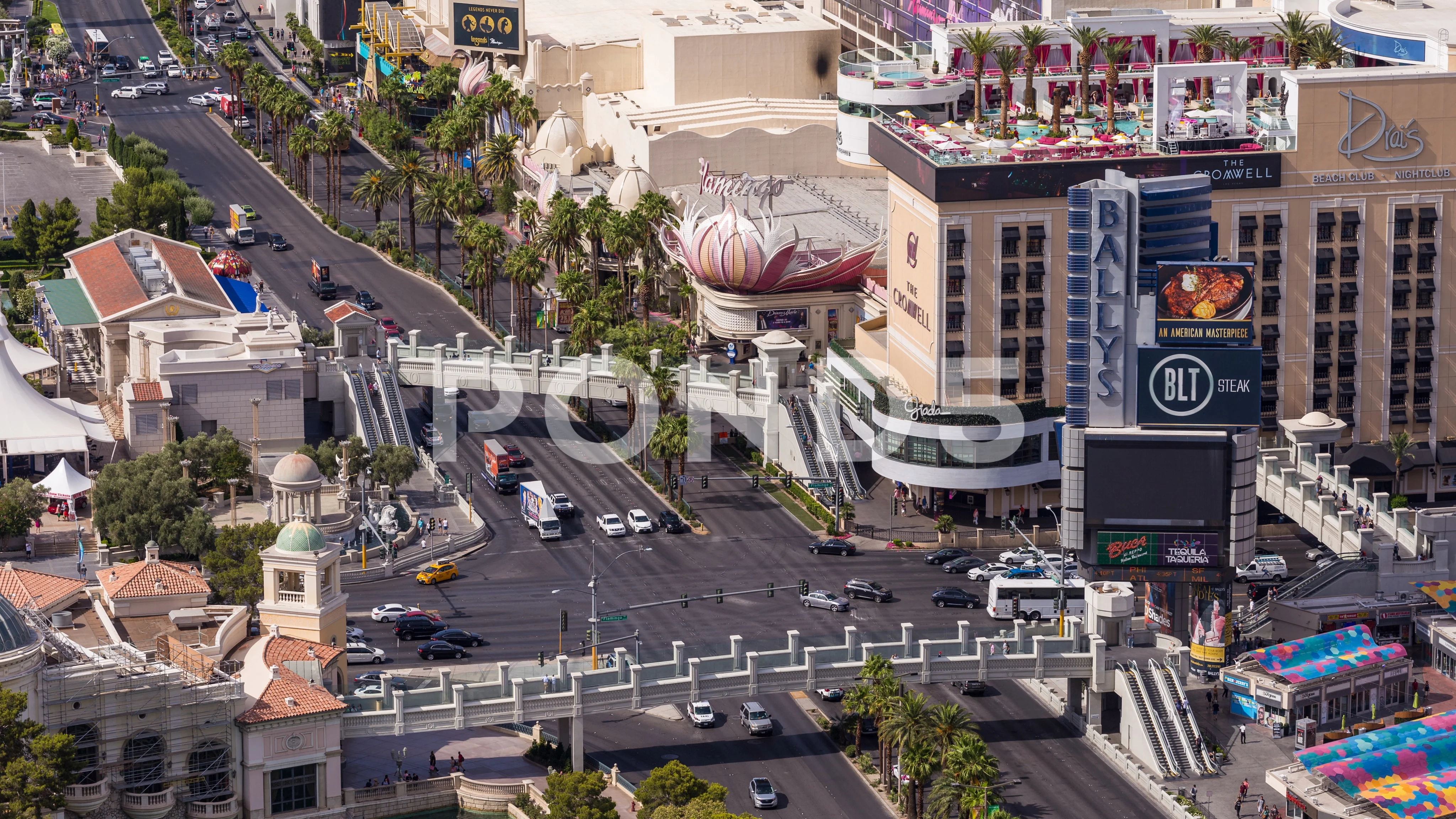 Las Vegas Boulevard Strip Flamingo Intersection Day Timelapse