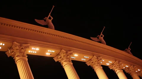Las Vegas - Caesar's Palace Statues On Columns Rotating Stock Footage 40714628