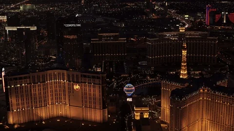 Las Vegas Circa-2016, Close-up Aerial View Sunset 3 Stock Footage 98593192