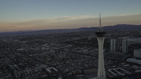 Las Vegas Circa-2016 Sunset Aerial View at Dusk Stock Footage 98591985