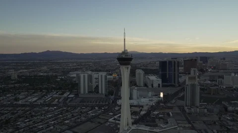 Las Vegas Circa-2016 Sunset Aerial View at Dusk Stock Footage 98592653